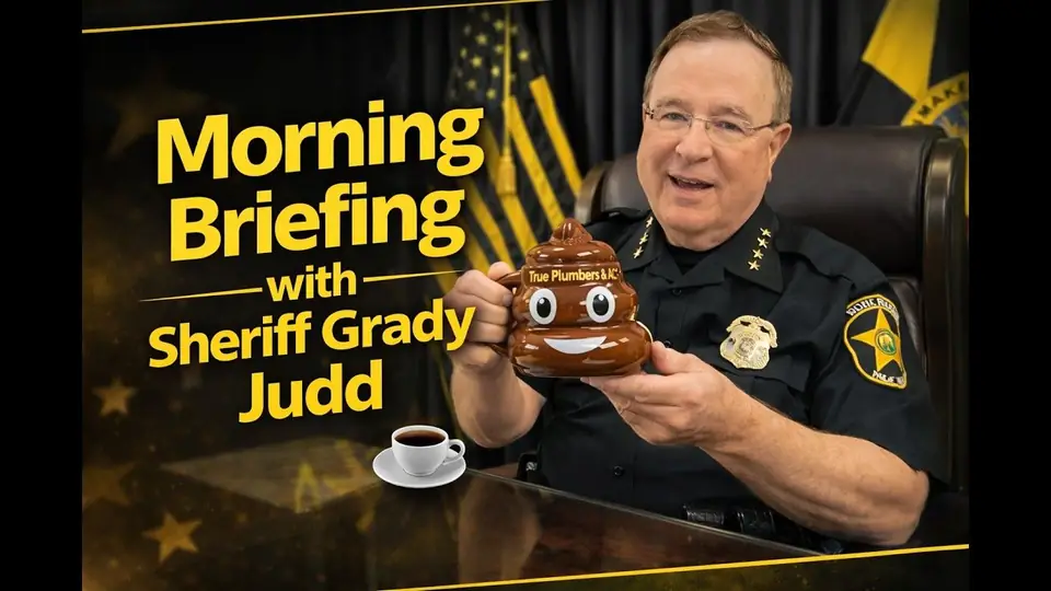 Sheriff Grady Judd Uses Our Mug in His Morning Briefing